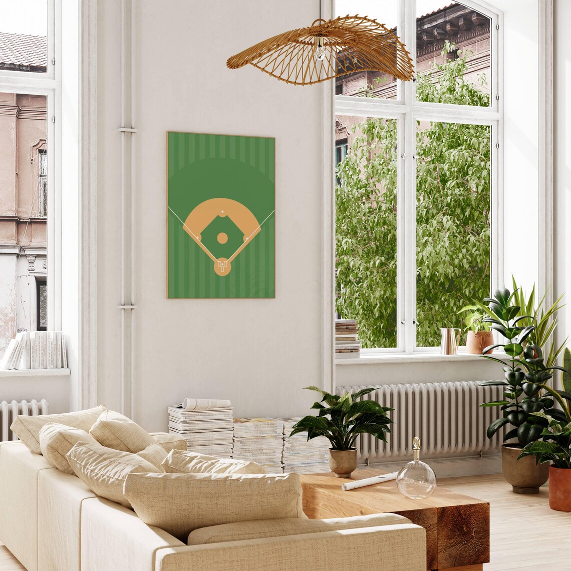 Baseball Field Modern Sports Poster, Minimalist Decor - Image 2