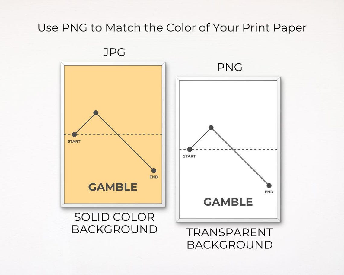 Gamble Minimalist Line Chart Risk Concept Yellow Wall Poster - Image 2