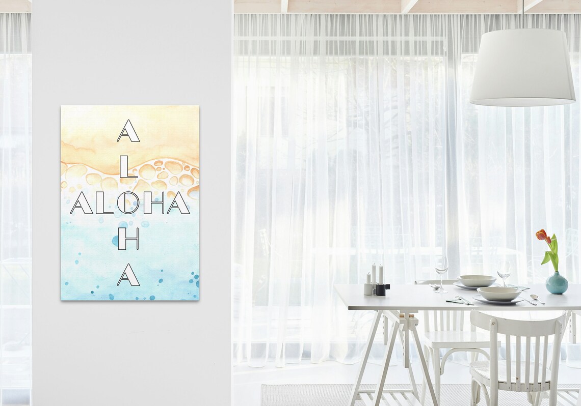Aloha Watercolor Beach Wave Tropical Hawaiian Style Art Poster - Image 3