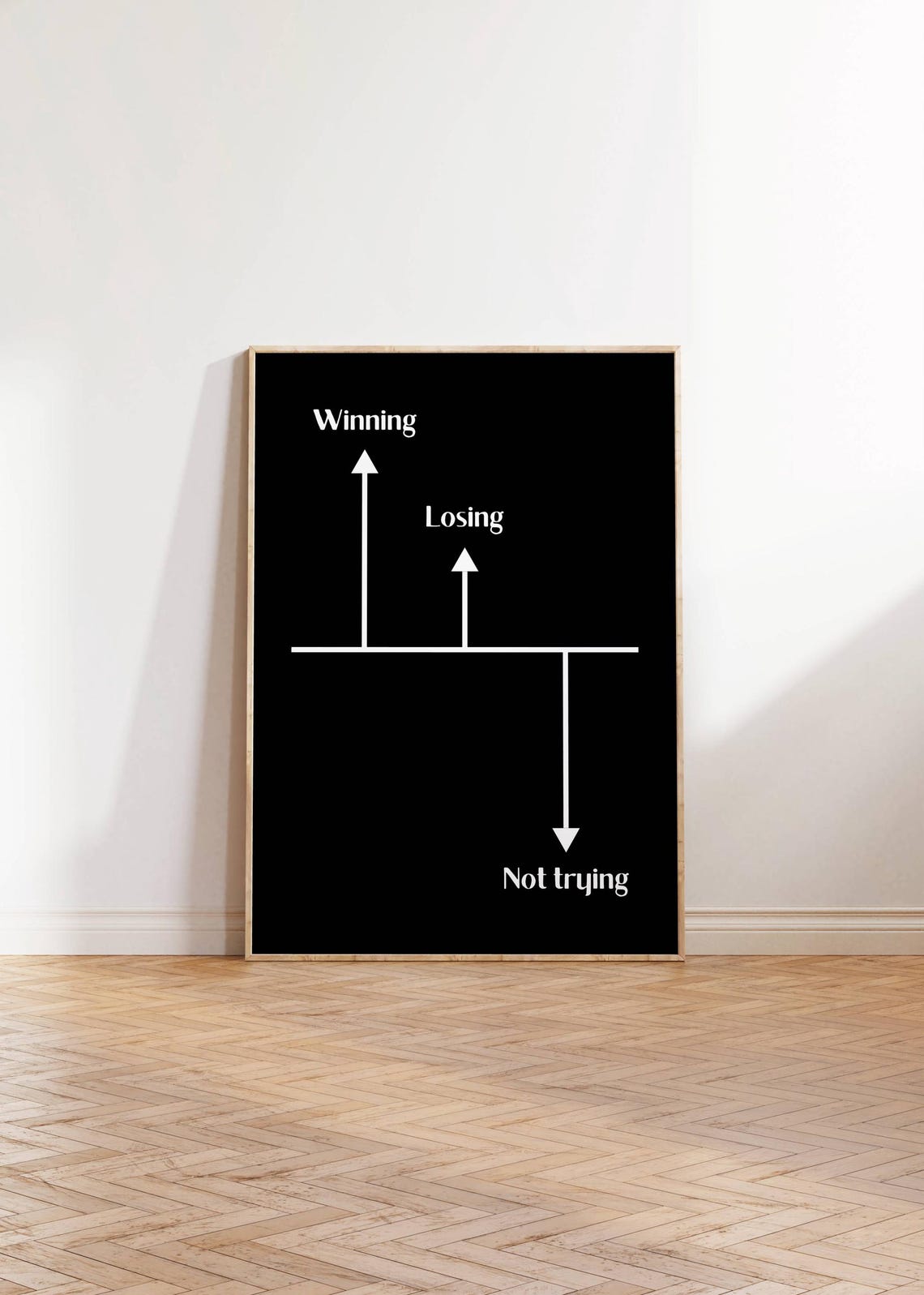 Winning Losing Not Trying Minimalist Chart Poster Black Motivation - Image 2