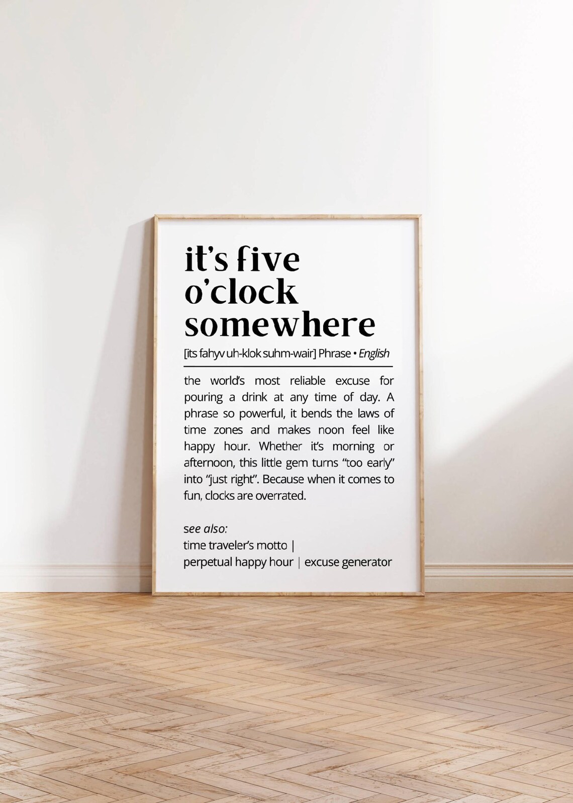 Its Five Oclock Somewhere Funny Drink Quote Poster - Image 2