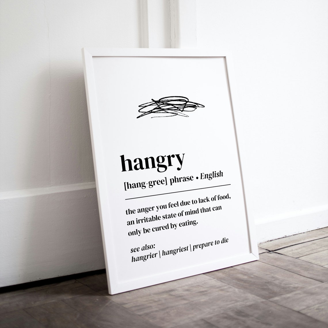 Hangry Dictionary Definition Funny Kitchen Quote Wall Decor Poster