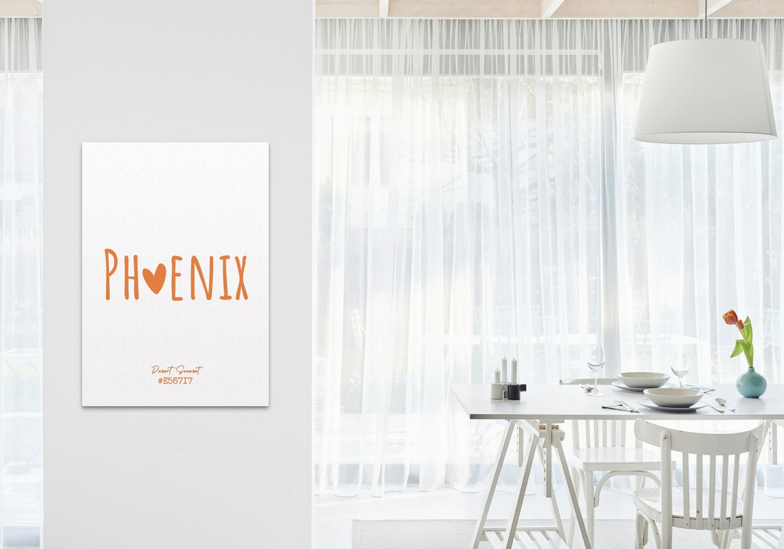 Phoenix Desert Sunset Heart Typography Minimalist City Decor Poster - Image 3