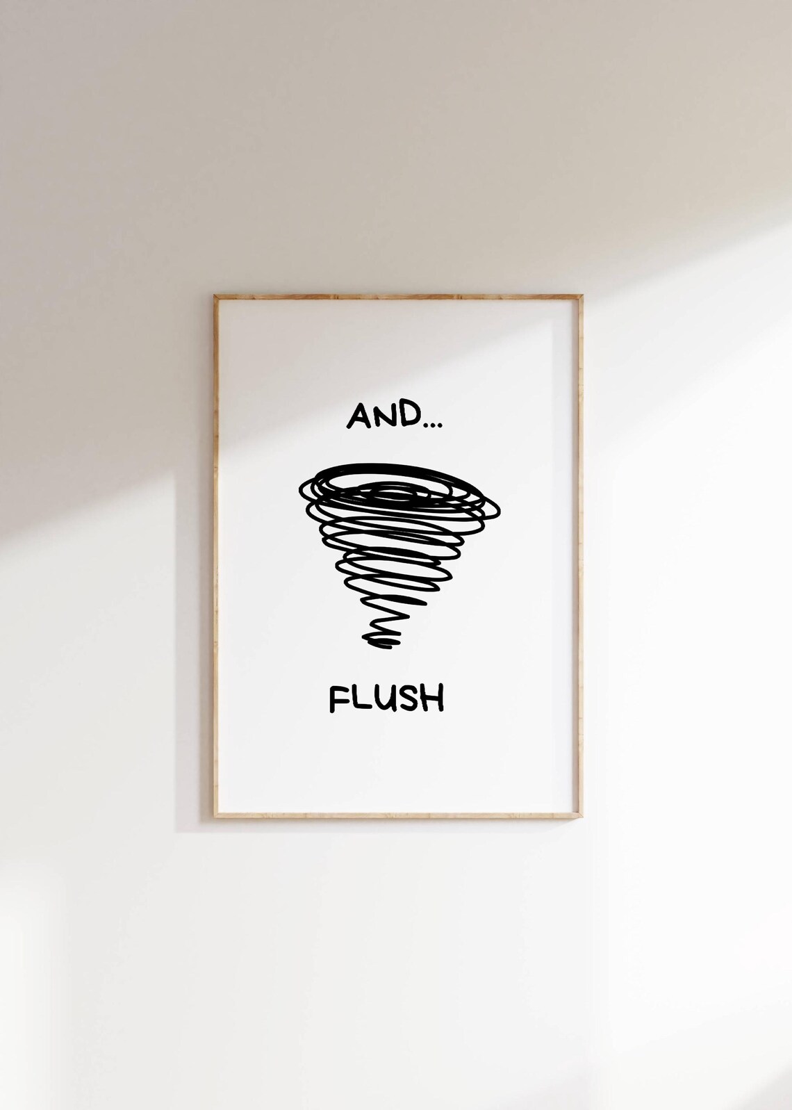 And Flush Funny Tornado Scribble Bathroom Guest Humor Poster - Image 3
