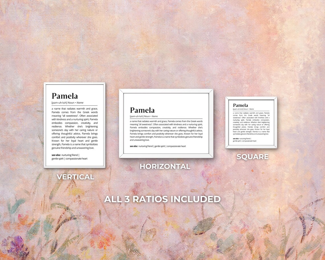 Pamela Name Definition Typography Art Print - Image 3