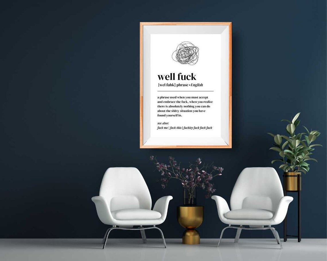 Well Fuck Definition Funny Minimalist Art Print - Image 2