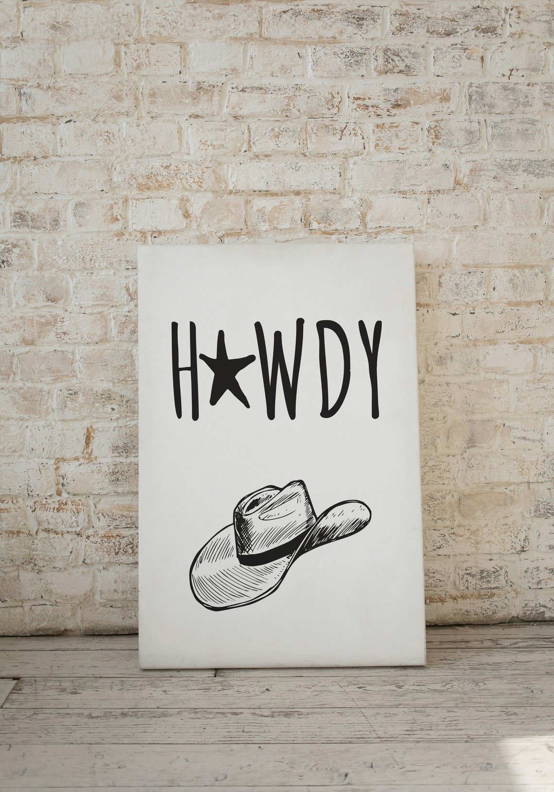 Howdy Cowboy Hat Sketch Western Typography Ranch Decor Poster - Image 2