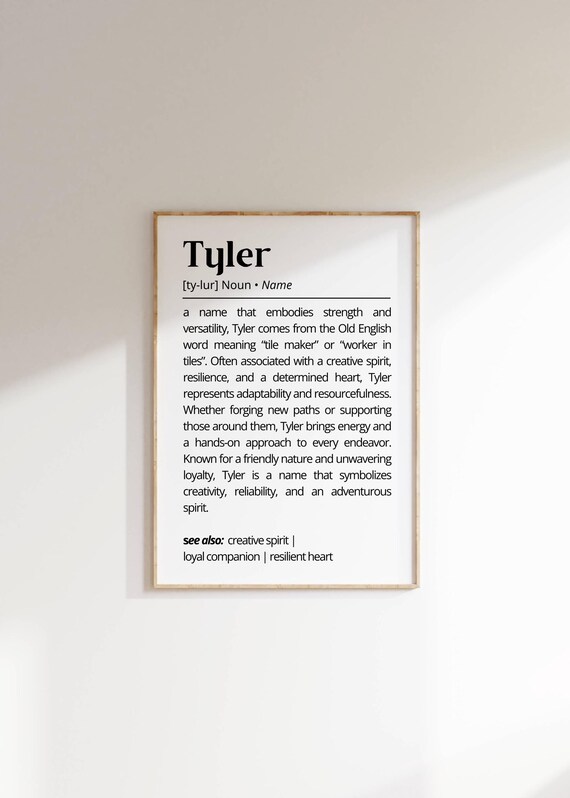 Tyler Name Definition Minimalist Typography Art Print