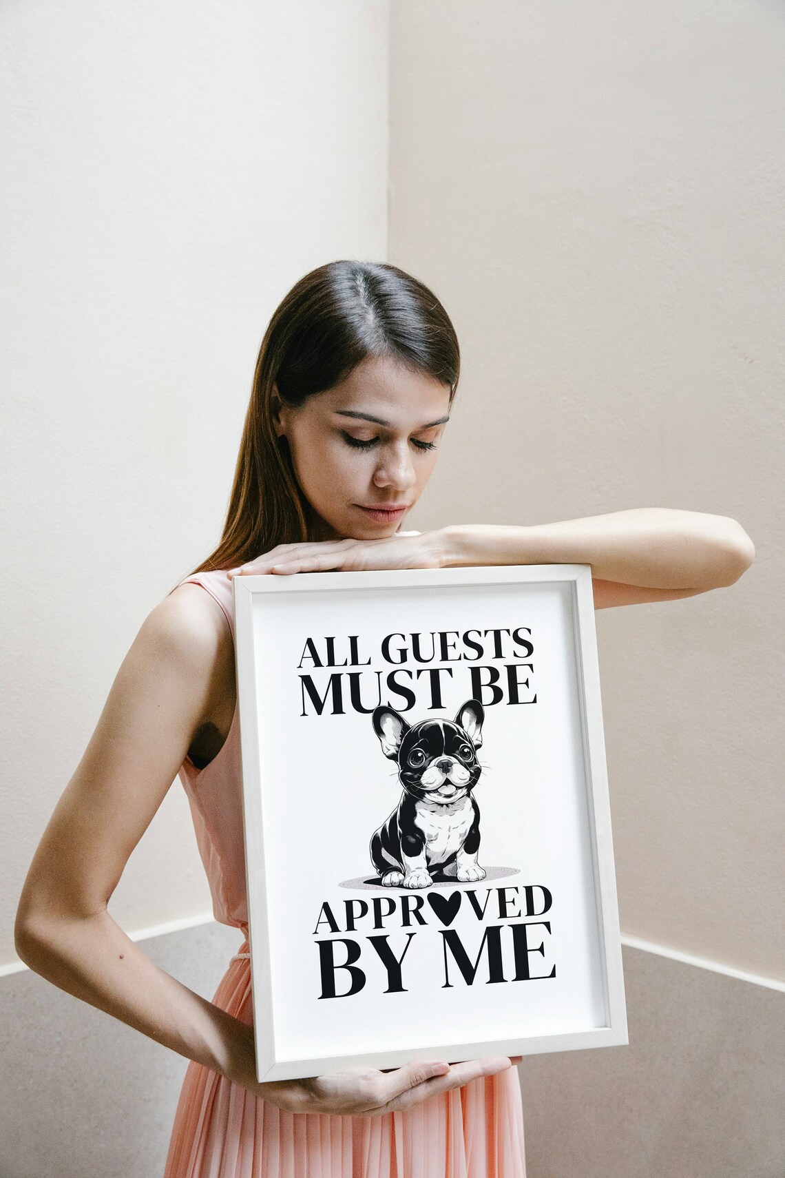 All Guests Must Be Approved by Me Funny French Bulldog Poster - Image 2