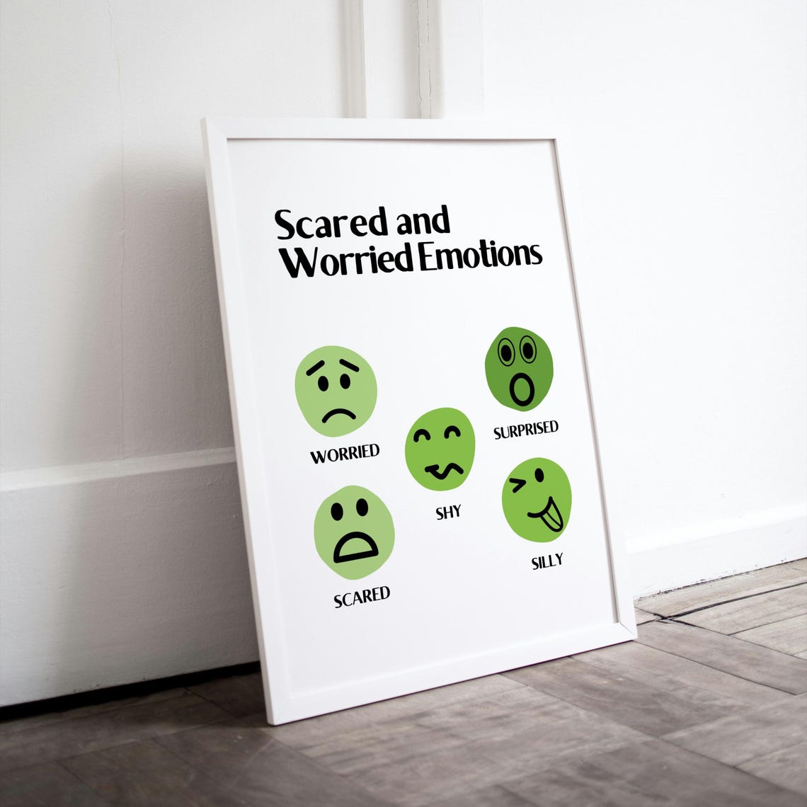 Scared And Worried Emotions Chart Kids Feelings Faces Poster - Image 2