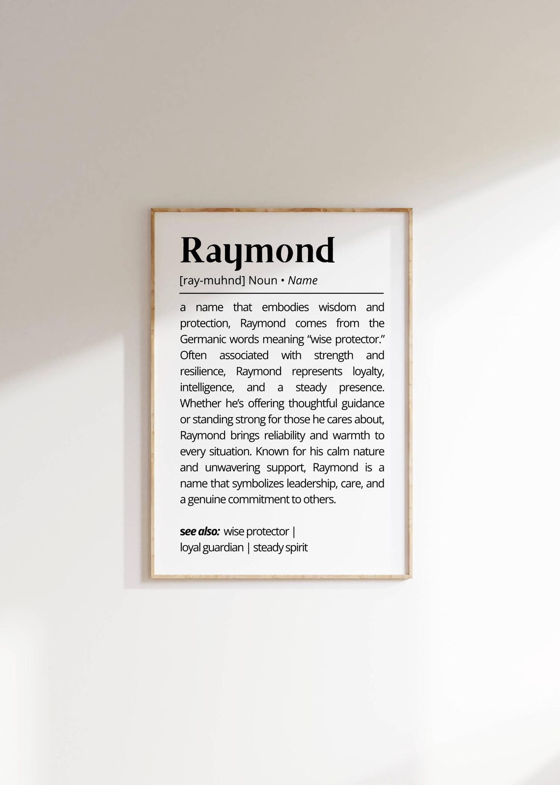 Raymond Name Definition Wall Art Personalized Gift Unique Name Meaning Typography As Art Poster Custom Gift For Him Home Art Decor