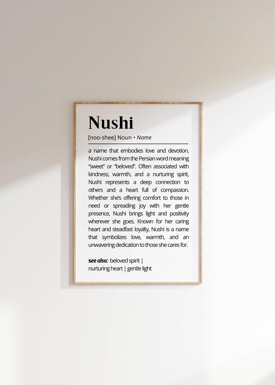 Nushi Name Definition Wall Art Personalized Gift Minimalist Typography Art Gift For Her Custom Name Meaning Decor Poster