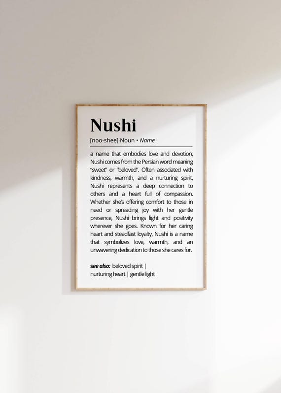 Nushi Name Definition Wall Art Personalized Gift Minimalist Typography Art Gift For Her Custom Name Meaning Decor Poster