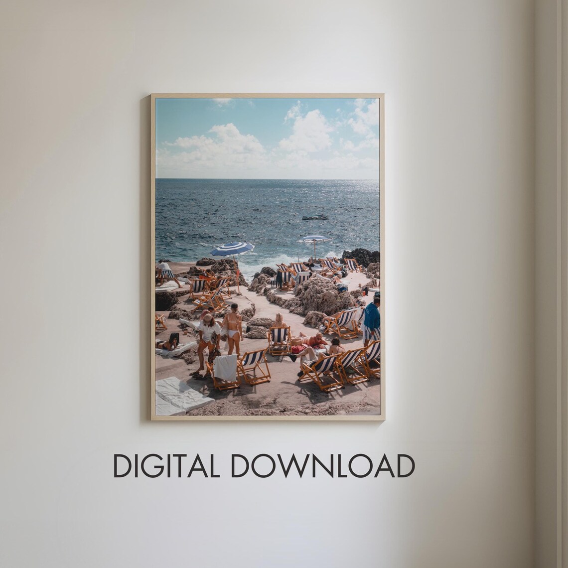 Capri Retro Beach Photograph Print, Vintage Italy
