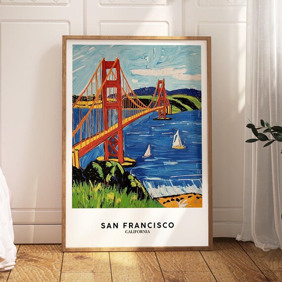 San Francisco Golden Gate Bridge Bold Expressionist Artwork Poster