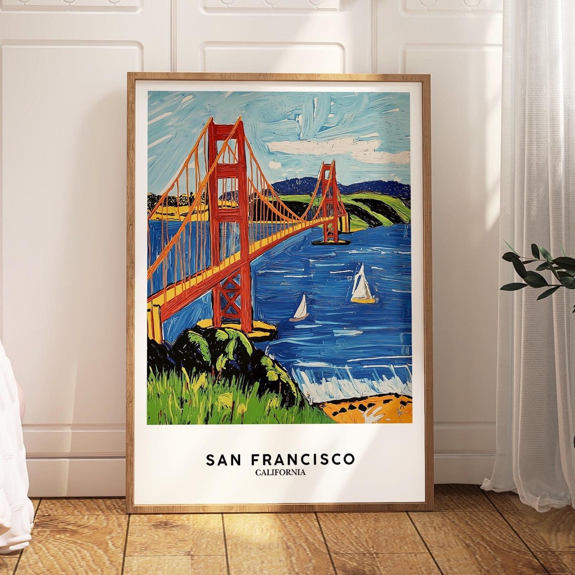 San Francisco Golden Gate Bridge Bold Expressionist Artwork Poster