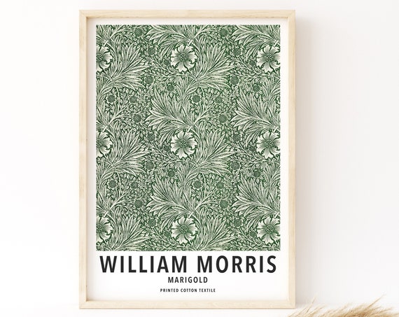 William Morris Marigold Print Art Nouveau Exhibition Poster Wallpaper Vintage Textiles Nature Florals Pattern Decor Victorian Wall Art