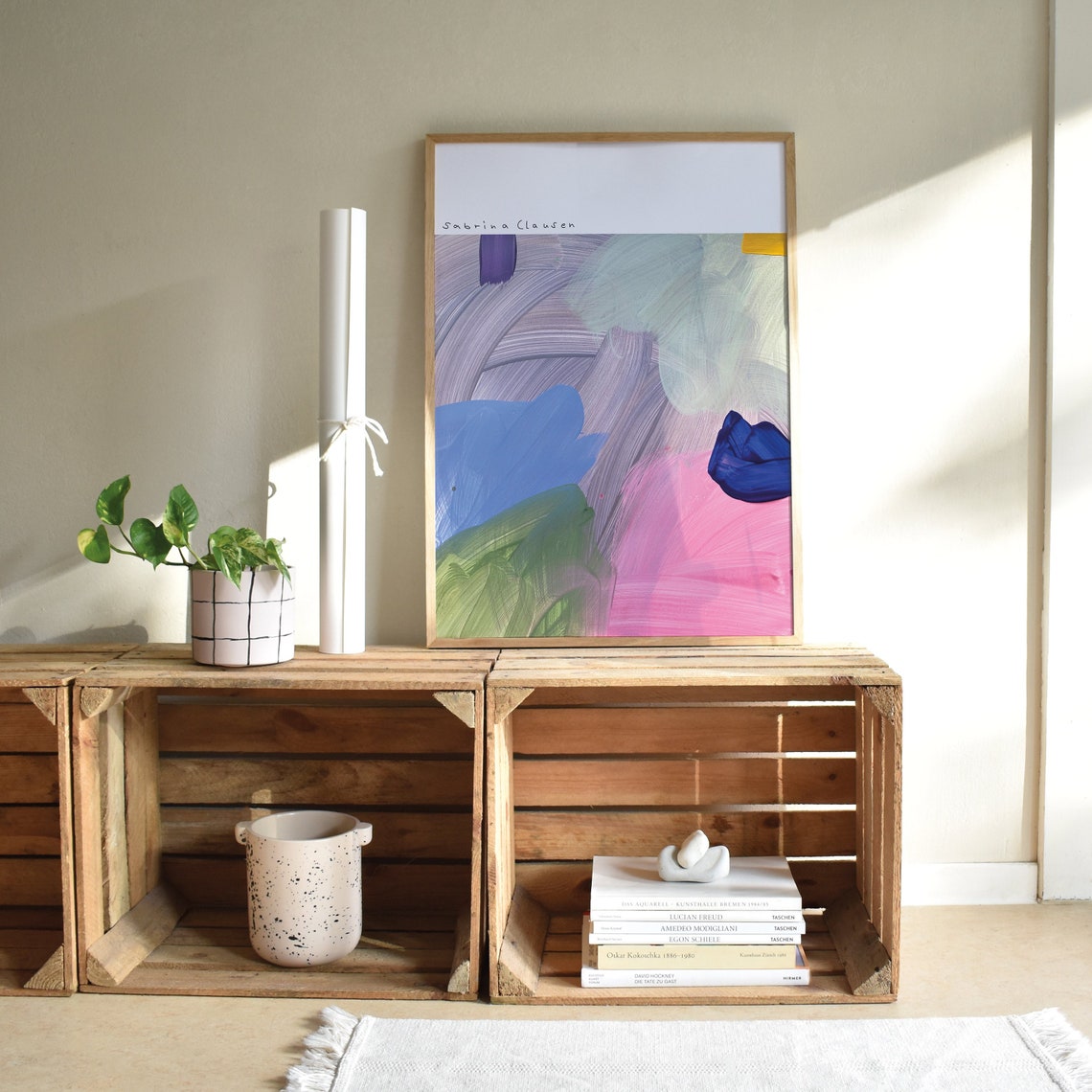 Sabrina Clausen Lavender Blue Green Pink Abstract Brushstroke Wall Art - Image 5