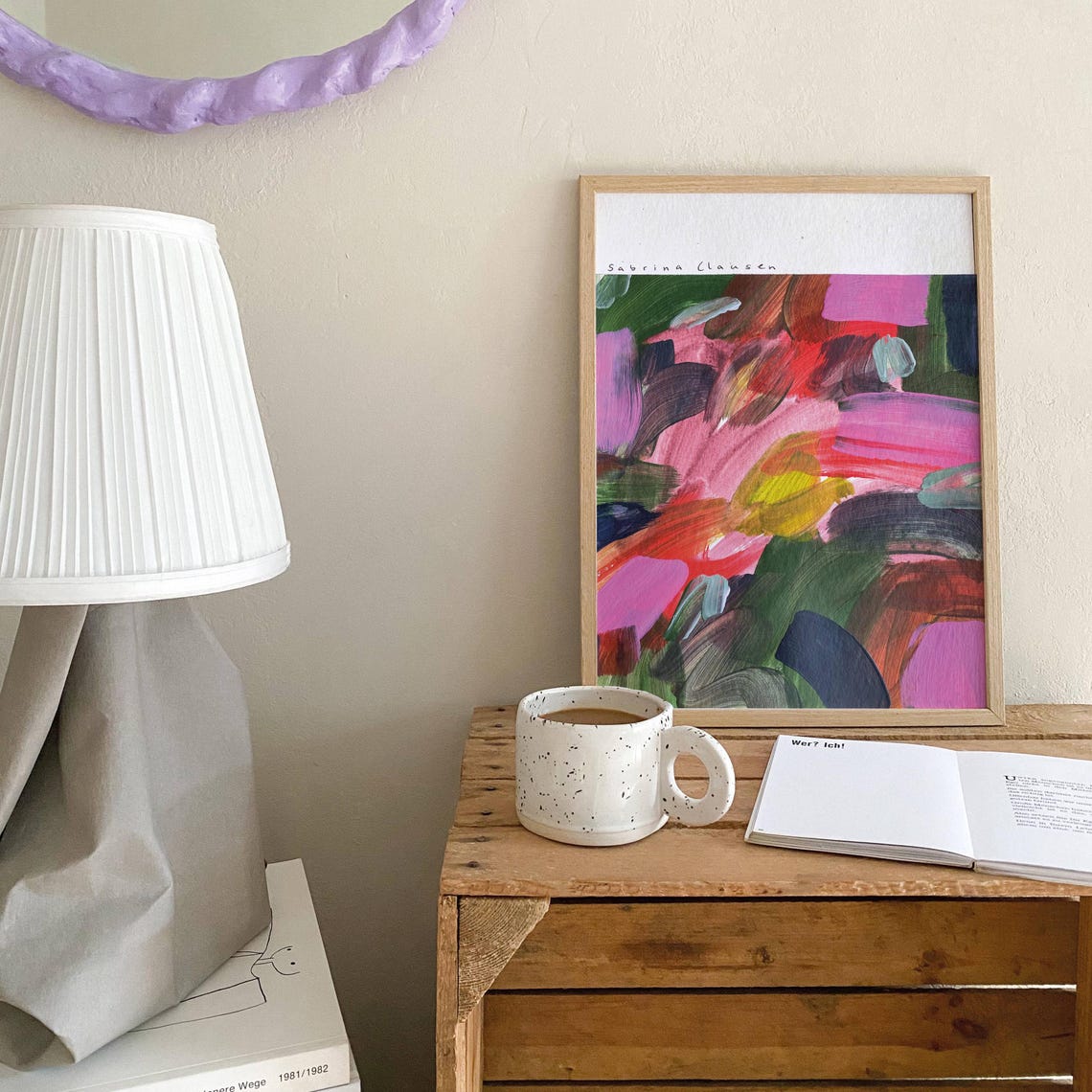 Sabrina Clausen Bold Red Pink Green Dynamic Abstract Art Poster - Image 2