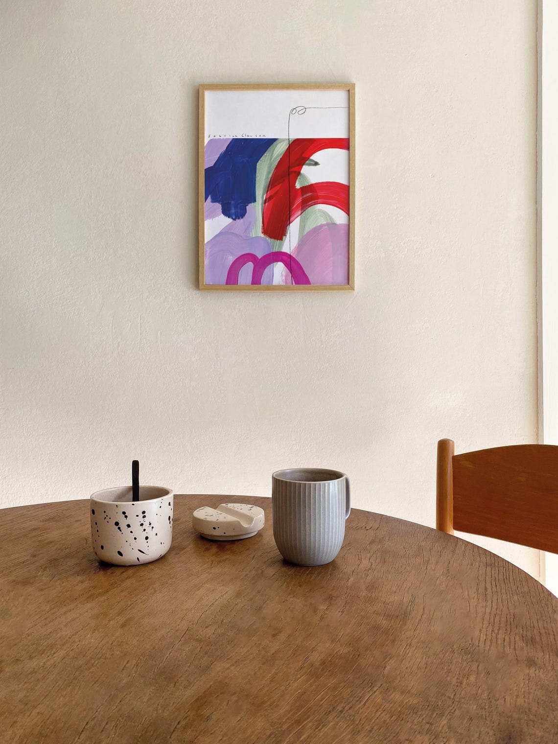 Sabrina Clausen Cobalt Blue Red Arched Abstract Brushstroke Wall Art - Image 2