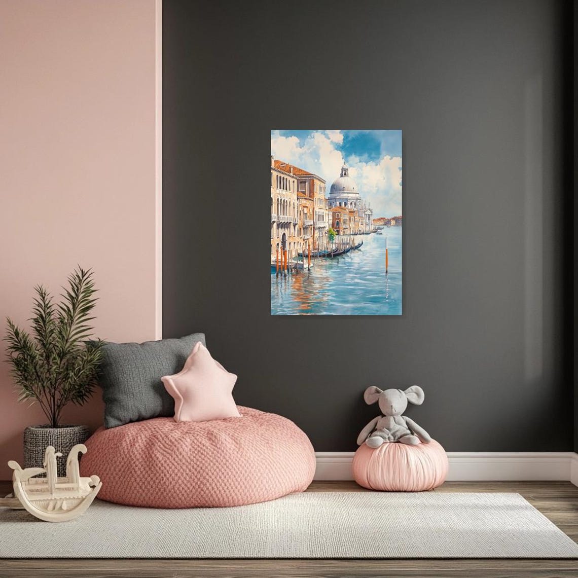 Venetian Landscape Print Inspired By Claude Monet Watercolor Home Decor Wall Art - Image 2