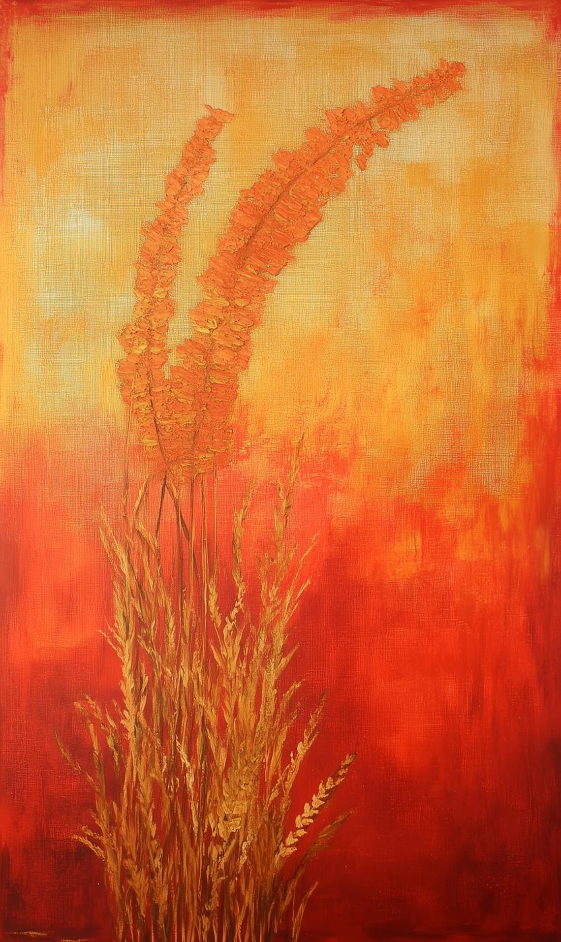 Sunset Field Wall Art Inspired By Van Gogh With Bold Orange And Red Hues For Home Decor And Unique Gift