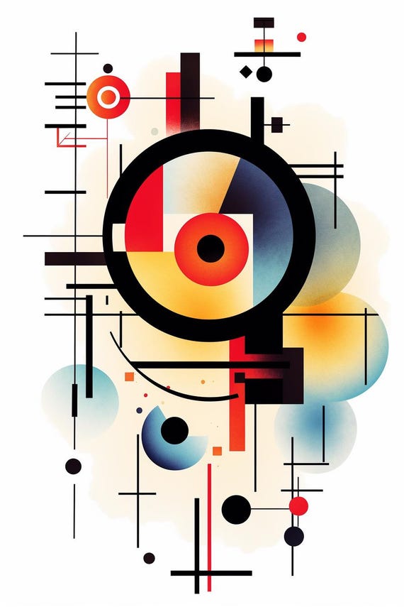 Custom Abstract Geometric Art Print Inspired By Kandinsky Bold Minimal Wall Art Decor Colorful