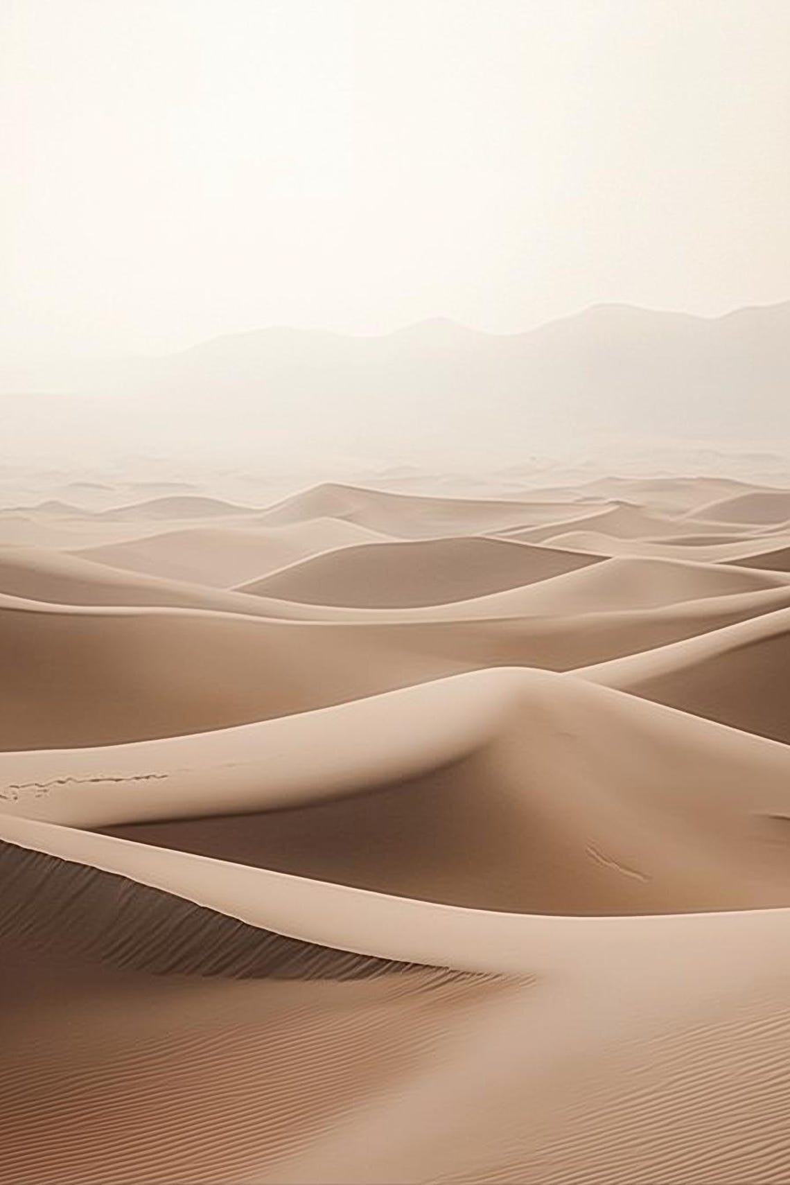 Serene Rolling Desert Dunes Minimalist Warm Beige Art Poster