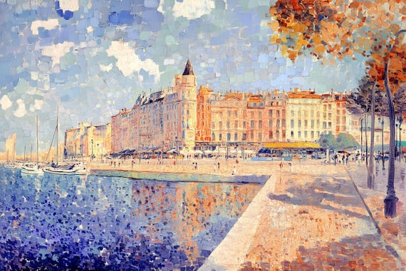 Custom Print Inspired By Impressionism With Vibrant Colors And Nautical Themes For Home Decor