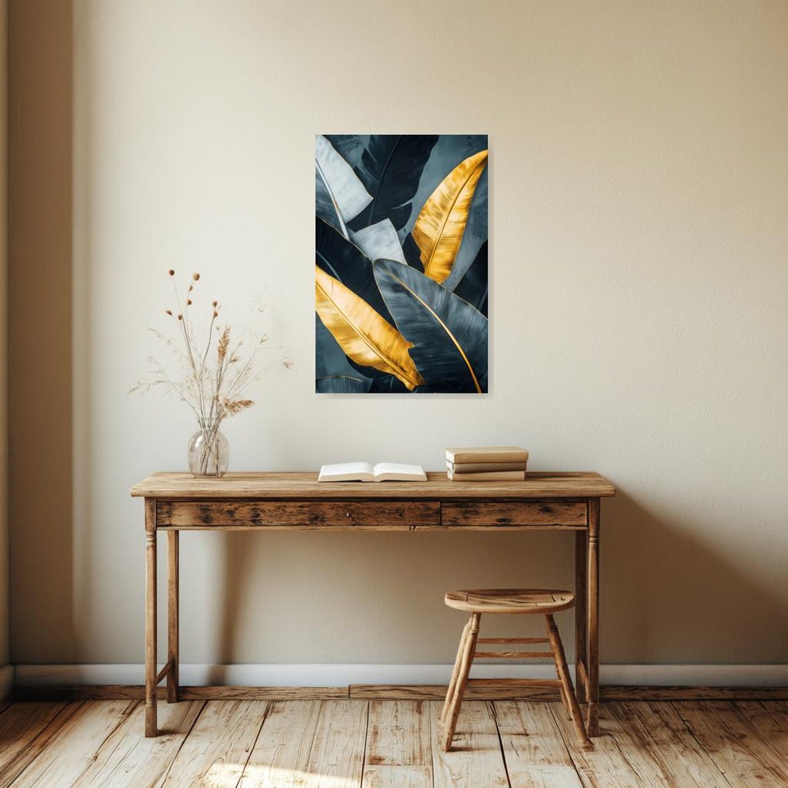 Luxurious Gold and Black Tropical Leaves Modern Botanical Poster - Image 3