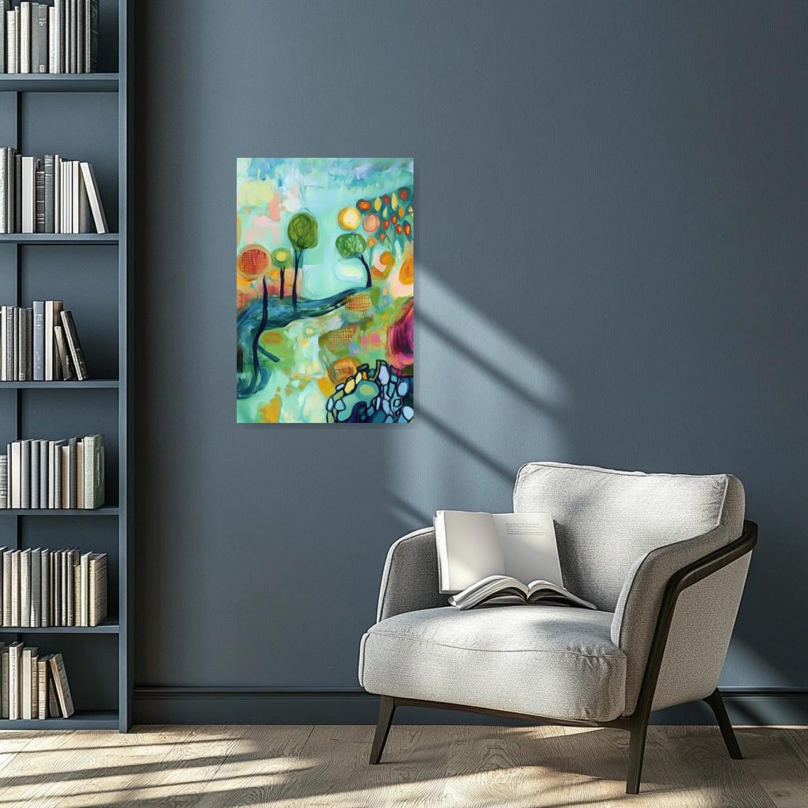 Colorful Abstract Print Inspired By Monets Impressionist Style Bright Home Decor Wall Art - Image 2