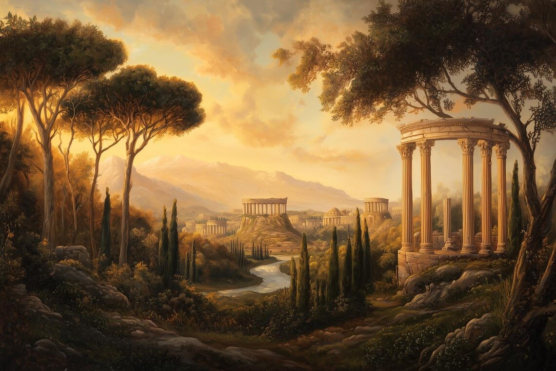Claude Lorain Romantic Landscape, Classical Architecture