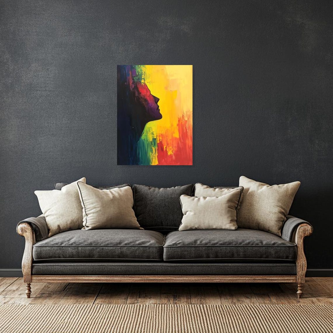 Profile Silhouette Art Inspired By Van Gogh With Bold Color Palette For Home Decor And Wall Art - Image 5