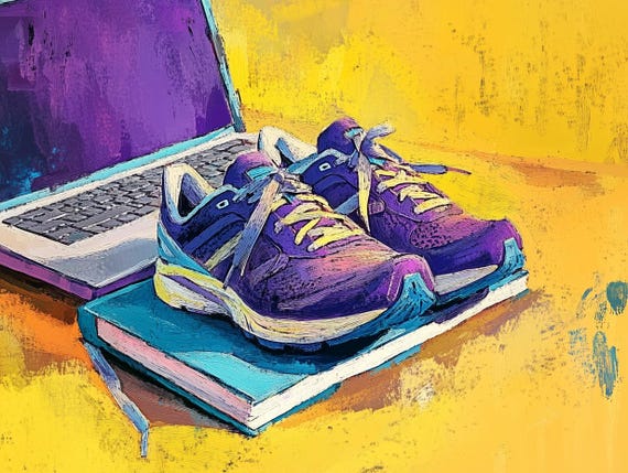 Custom Print Inspired By Van Gogh With Colorful Running Shoes Laptop Modern Home Decor Wall Art