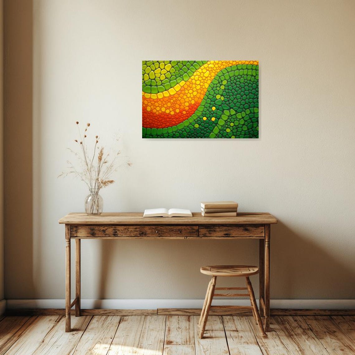 Colorful Pebble Mosaic Waves Abstract Modern Art Textured Poster - Image 2