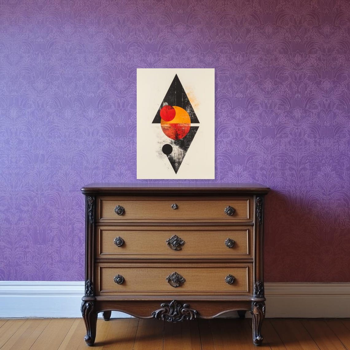 Abstract Geometric Print Inspired By Modern Art With Bold Red Yellow And Black Colors For Unique Home Decor - Image 2
