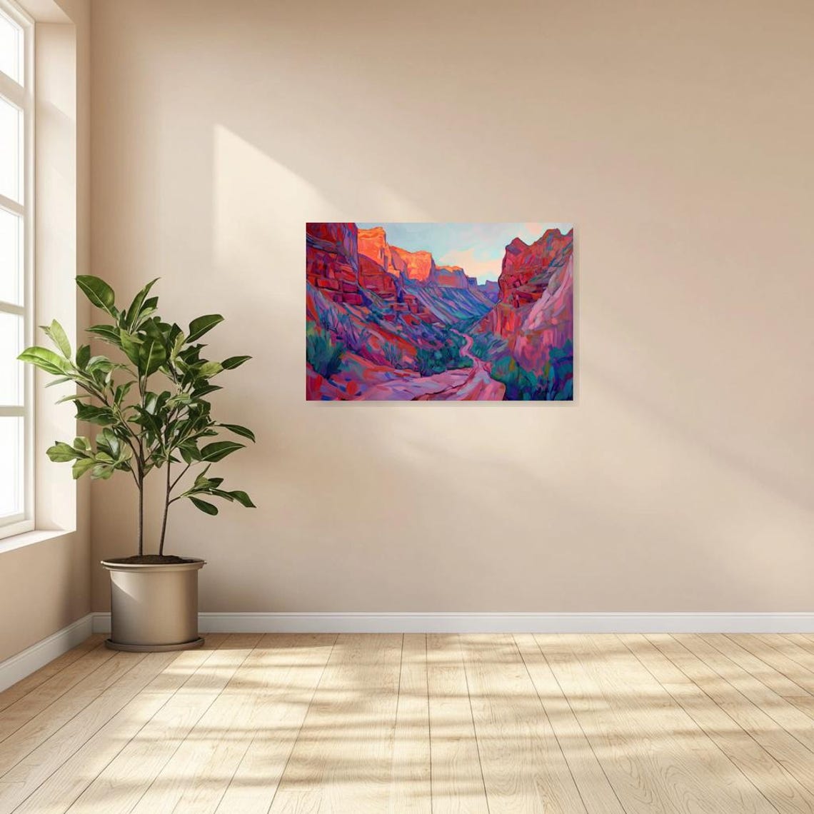 Colorful Desert Canyon Landscape With Winding Trail At Sunset Poster - Image 3