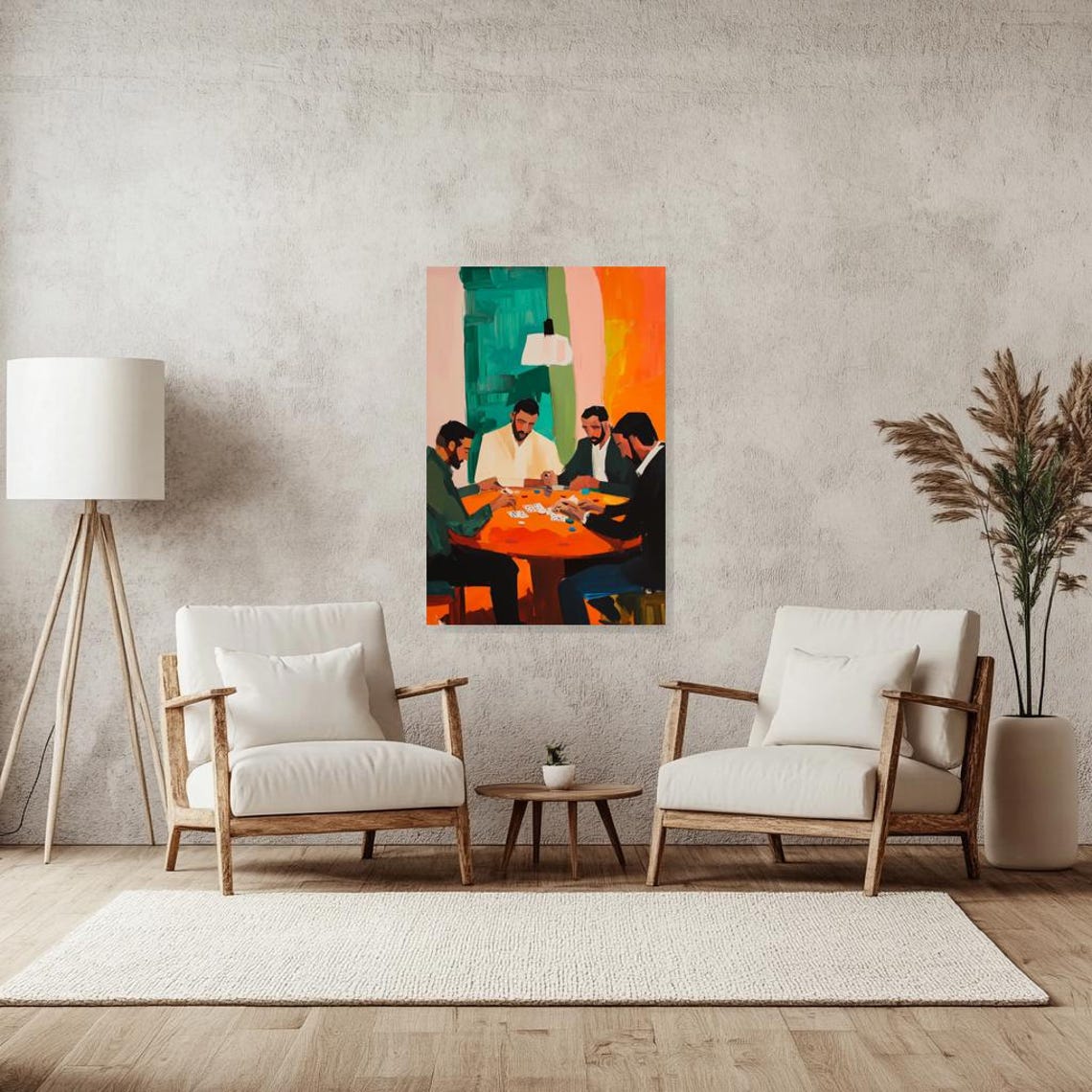 Colorful Print Inspired By Matisse For Home Decor Featuring Poker Game Scene With Bold Brushstrokes - Image 2