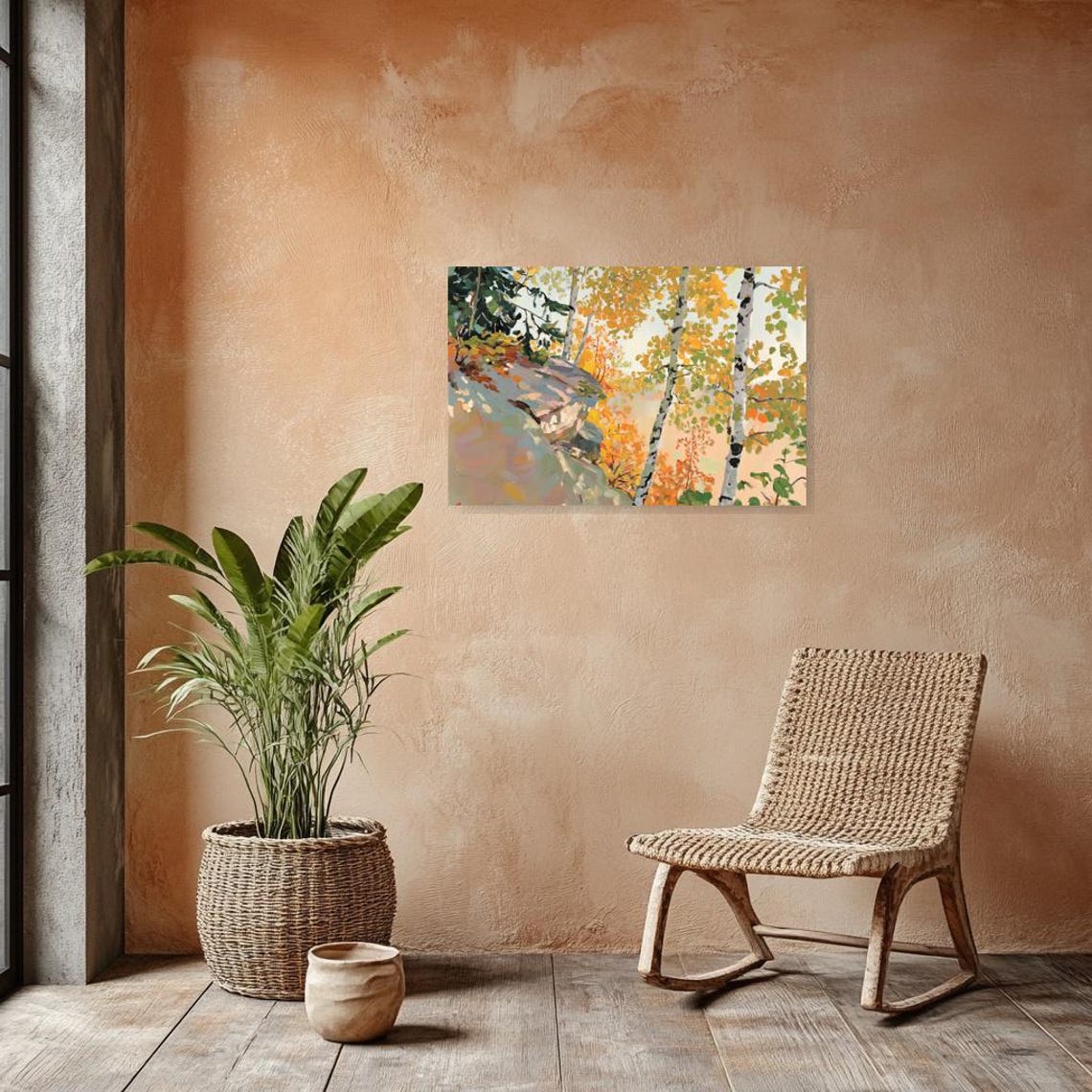 Golden Autumn Birch Trees Rising on a Sunlit Hillside Poster - Image 2
