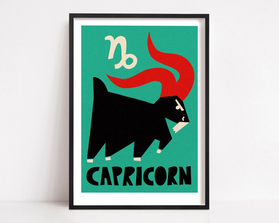 Capricorn Astrology Poster, Retro Style Gift