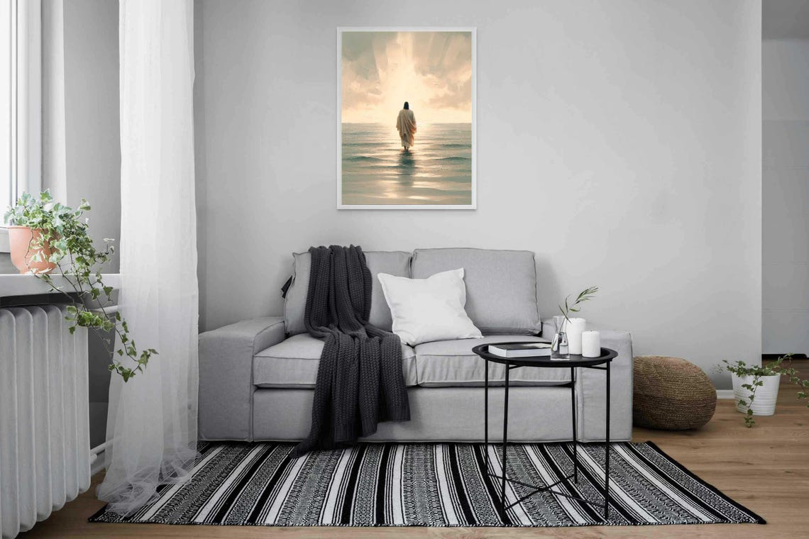 His Walk Modern Christian Art Jesus Walking On Water Art Jesus Painting Lds Painting Bible Art Jesus Watercolor Picture Of Christ - Image 4