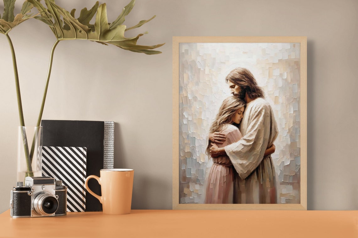 Jesus Hugging Woman Christian Painting Jesus Girl Art Jesus Painting Lds Art Bible Verse Wall Art Jesus Wall Art Jesus Heals A Woman - Image 4