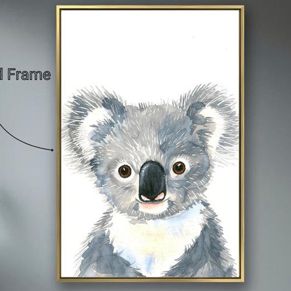 Cute Koala Bear Framed Wall Art Australian Animal Watercolor Painting Print Large Nursery Wall Decor Marsupial Poster Ready To Hang