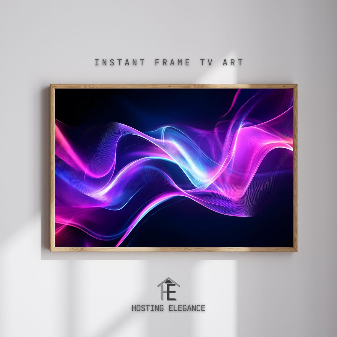 Neon Wave Fractal Abstract Purple Pink Light Streak Art Poster