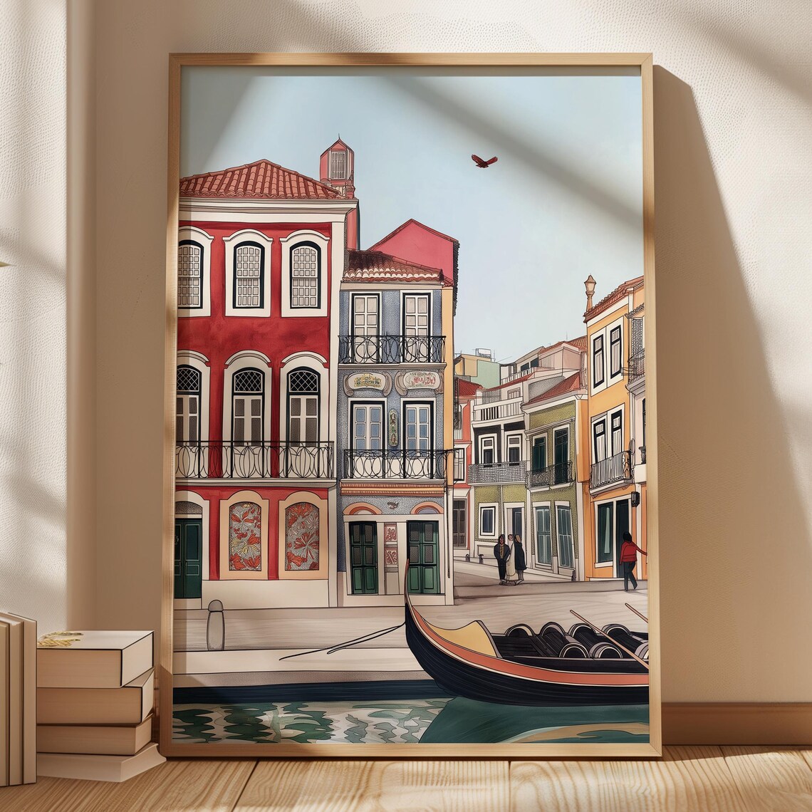 Aveiro, Portugal Watercolor Cityscape Travel Poster