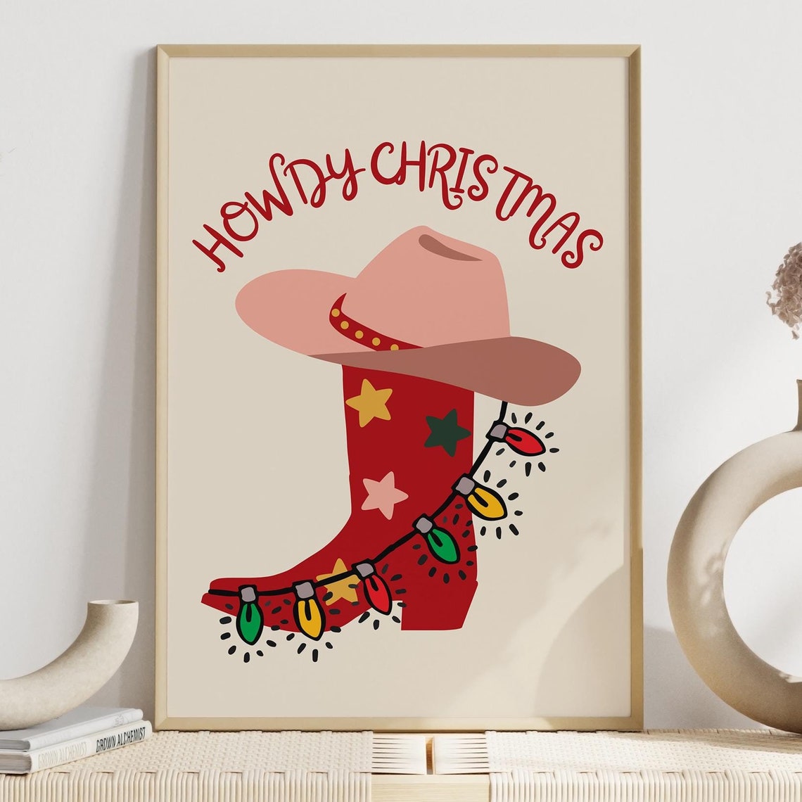 Howdy Christmas Western Xmas Baby Room Holiday Kids Decor Toddler Poster Cowboy Cowgirl