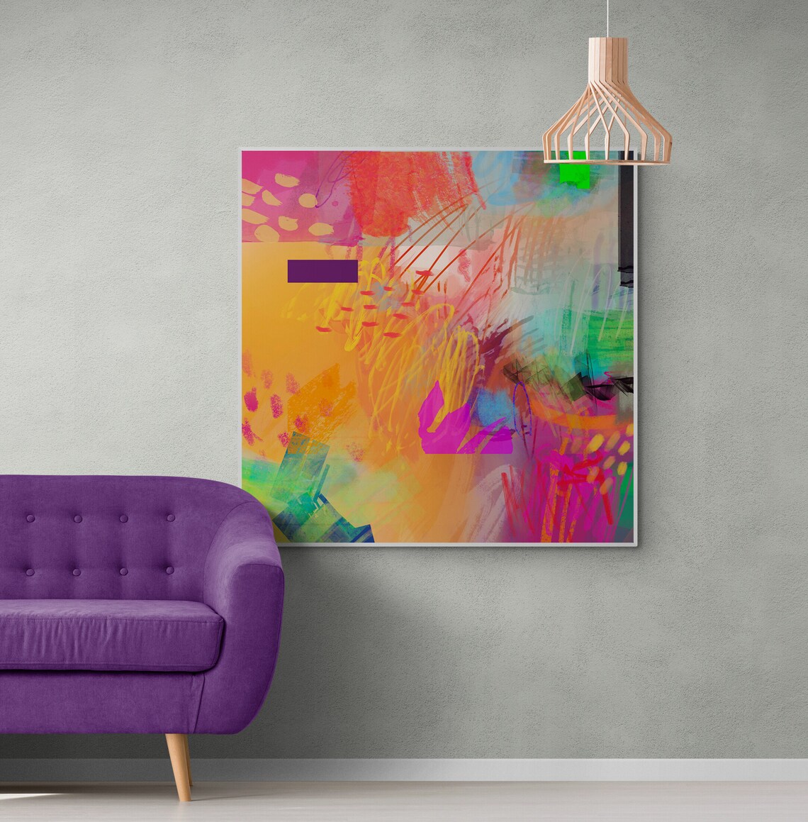 Hot Pink Abstract Art Print, Modern Vibrant Decor - Image 2