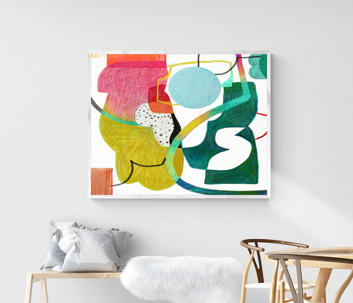 Modern Abstract Painting, Colorful Wall Art Print - Image 2