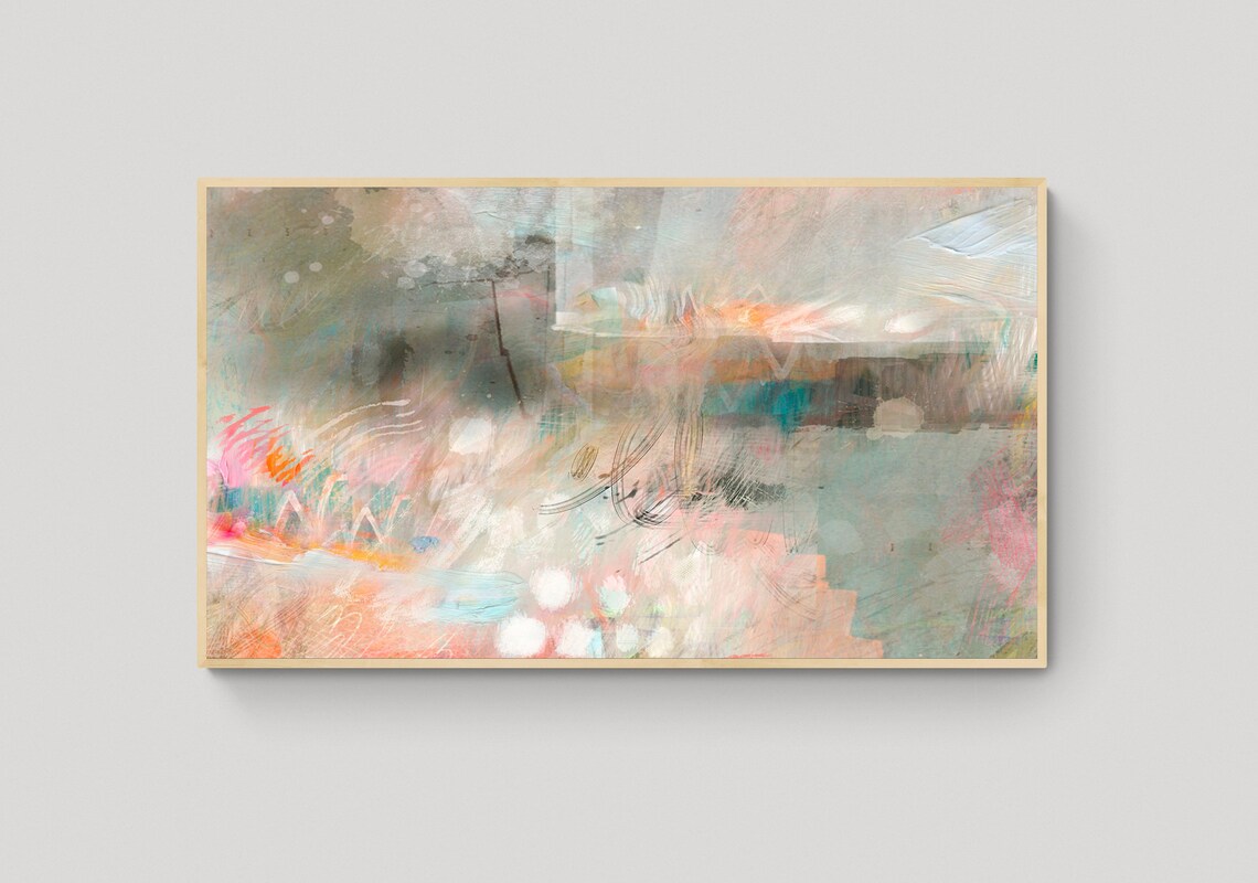 Pastel Abstract Painting Art Print, TV Frame Decor - Image 5