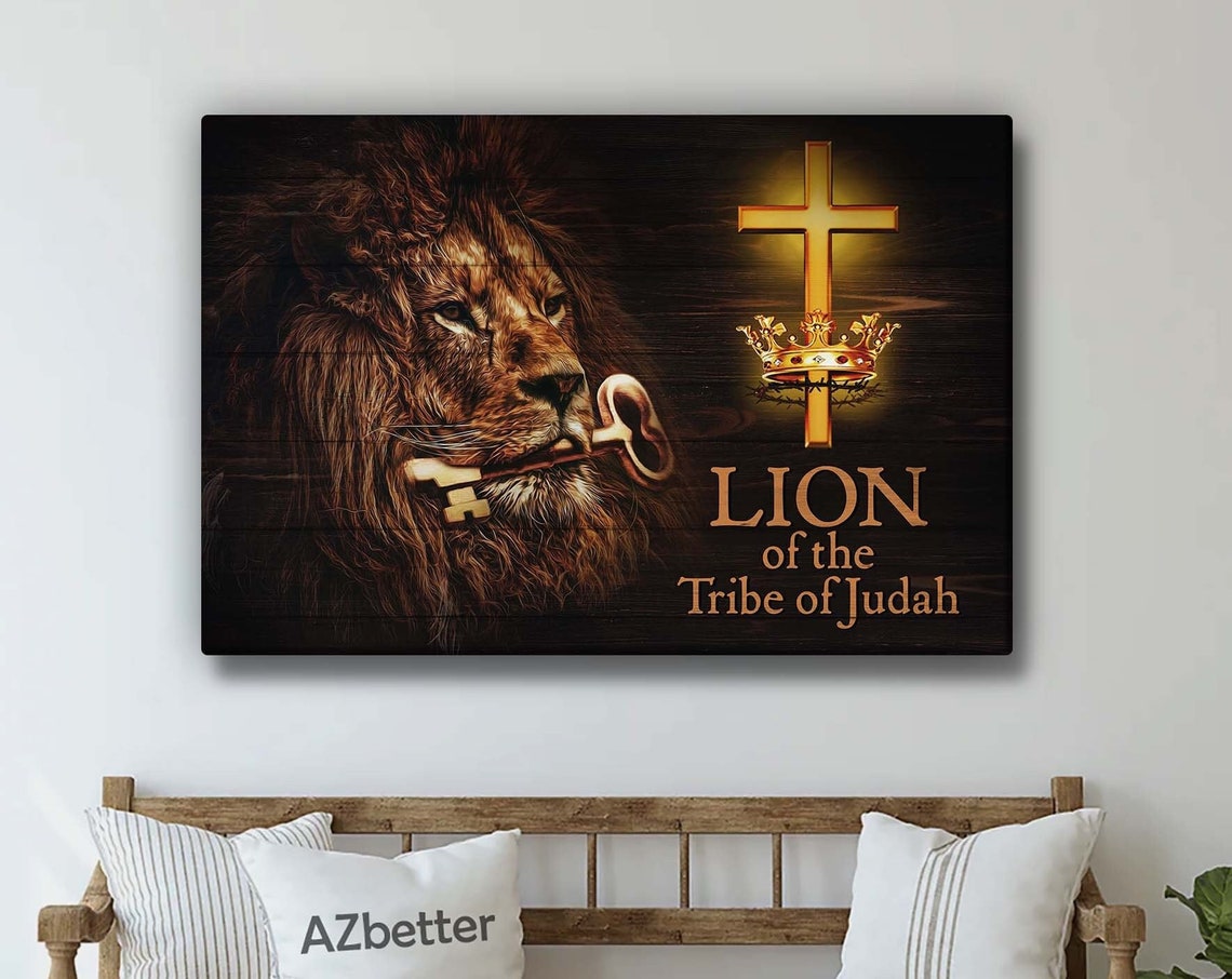God Lion Of The Tribe Of Judah Jesus Wall Art Christian Home Lion Painting Church Decor Christmas Gift Religious Art
